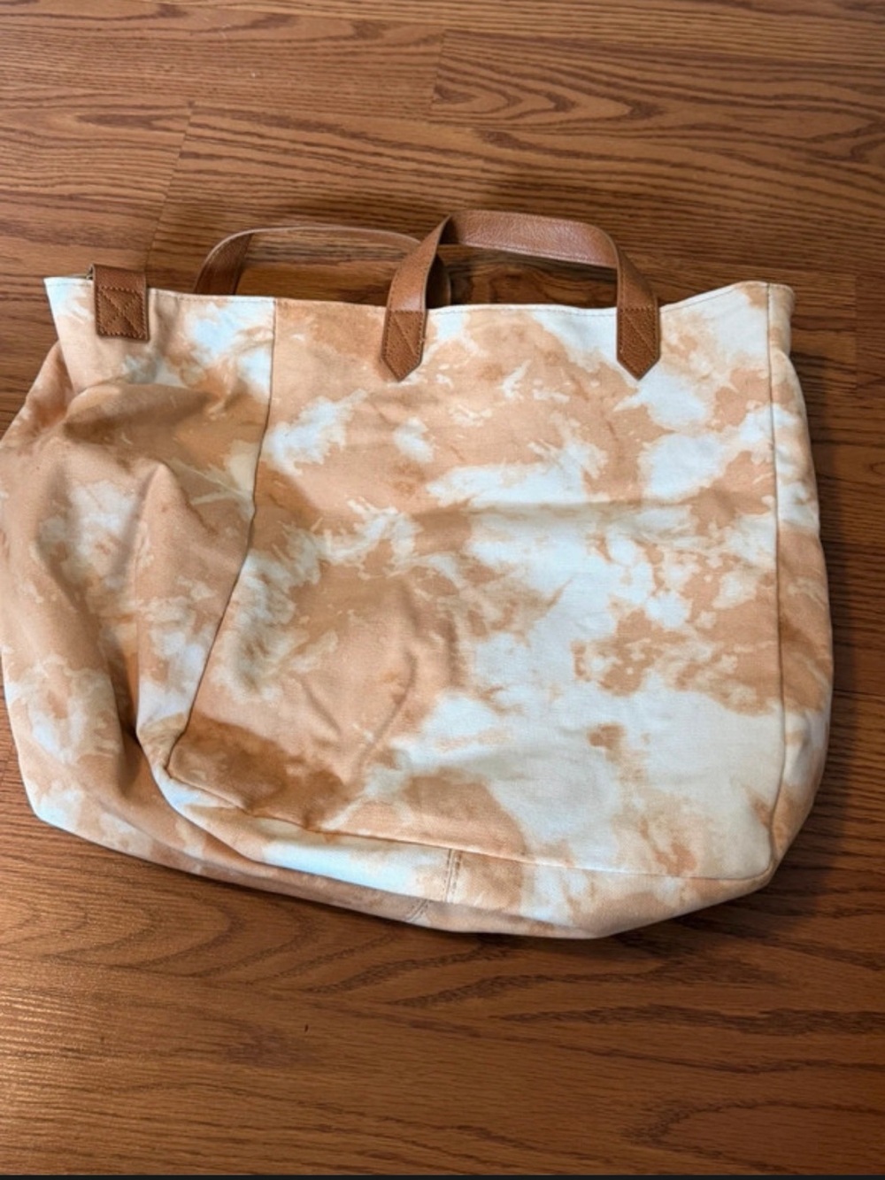 thirty-one Tan and Cream Tie-Dye Canvas Tote